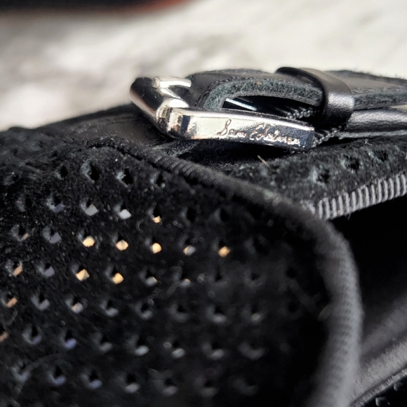 Sam Edelman Black Suede Leather Perforated Ankle Boots With Silver Buckle, Sz 7 - Picture 11 of 14